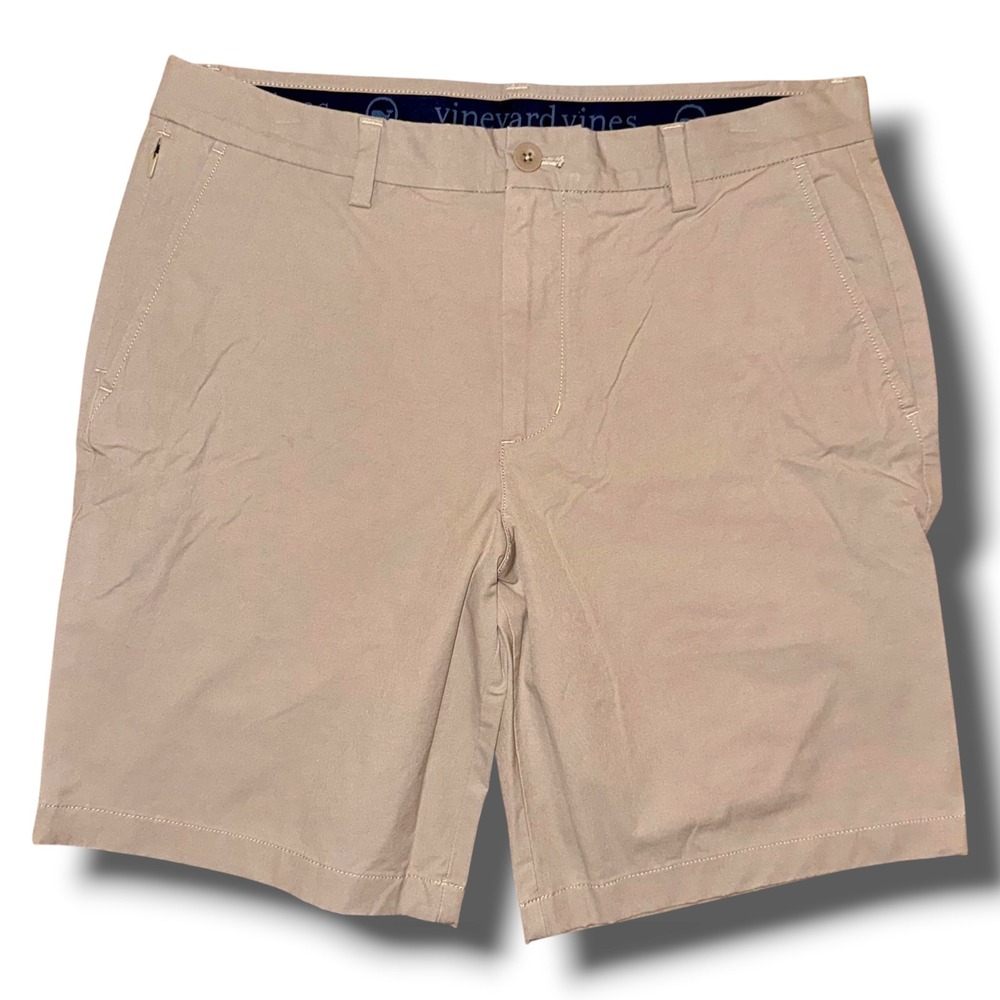 Vineyard Vines Mens 32 On The Go Shorts Khaki Tan Stretch Performance Chino Golf
